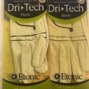 Bundle of 2 ETONIC DRI TECH Leather GOLF GLOVE Men's Cadet Left Medium ML